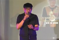 Potret Arifin Manggau saat Berikan Sambutan Kegiatan Aksara FIP UNM, (Foto: Int.)