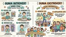 Foto Ilustrasi Pembagian Introvert dan Extrovert, (Foto: Ai.)