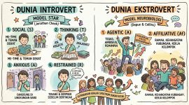 Foto Ilustrasi Pembagian Introvert dan Extrovert, (Foto: Ai.)