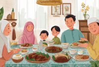 Ilustrasi Makan Bersama Setelah Shalat Idul Adha, (Foto: Ai.)