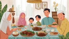 Ilustrasi Makan Bersama Setelah Shalat Idul Adha, (Foto: Ai.)