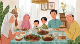Ilustrasi Makan Bersama Setelah Shalat Idul Adha, (Foto: Ai.)
