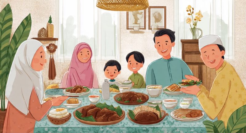 Ilustrasi Makan Bersama Setelah Shalat Idul Adha, (Foto: Ai.)