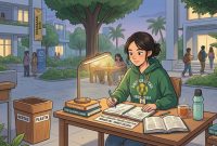 Ilustrasi Mahasiswa Belajar Konsisten, (Foto: Ai.)