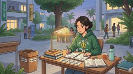 Ilustrasi Mahasiswa Belajar Konsisten, (Foto: Ai.)