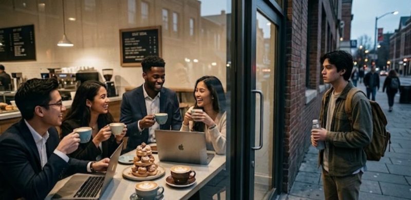 Ilustrasi Mahasiswa Melihat Tren Coffee Shop  (Foto : Ai)