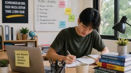 Ilustrasi Mahasiswa Mengisi Waktu Liburan, (Foto: Ai.)