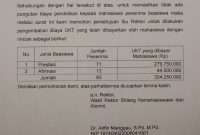 Isi Surat Permohonan Pengembalian UKT Kepada 83 Mahasiswa Penerima Beasiswa, (Foto:ist.)