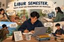 Ilustrasi Mahasiswa saat Libur Semester, (Foto: Ai.)