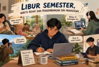 Ilustrasi Mahasiswa saat Libur Semester, (Foto: Ai.)
