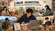 Ilustrasi Mahasiswa saat Libur Semester, (Foto: Ai.)