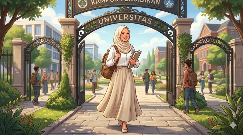 Ilustrasi Mahasiswa Masuk Kampus Pasca Libur Semester, (Foto: Ai.)