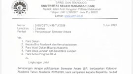 Surat Edaran tentang Pelaksanaan Semester Antara Tahun Ajaran 2025/2026, (Foto: Ist.)
