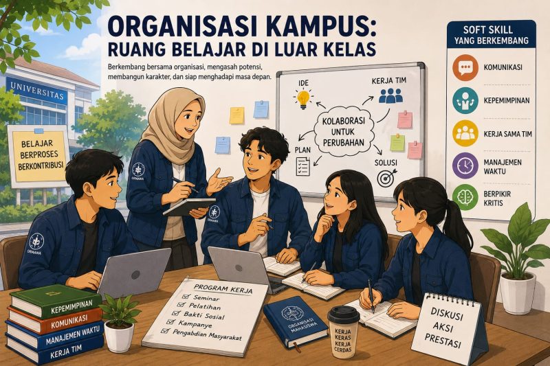 Ilustrasi Organisasi yang Menjadi Ruang Belajar Bagi Mahasiswa di Luar Kelas (Foto: Ai)
