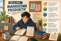 Ilustrasi Mahasiswa Menyusun Rencana Kegiatan Saat Libur (Foto: Ai)