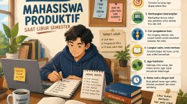 Ilustrasi Mahasiswa Menyusun Rencana Kegiatan Saat Libur (Foto: Ai)