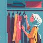 Ilustrasi Mahasiswa yang Sedang Memilih Outfit Kampus, (Foto: Ai.)