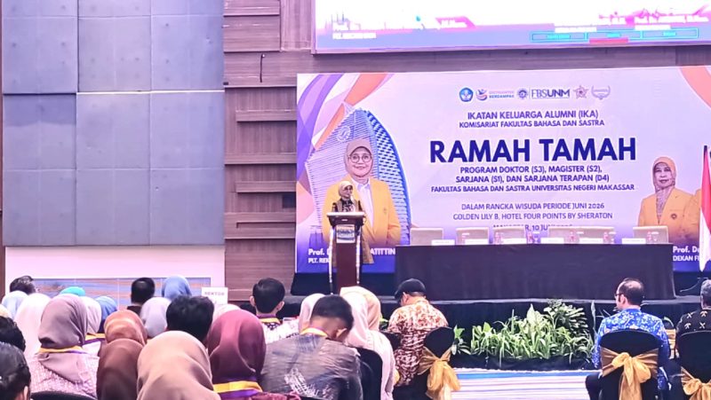 Potret Sambutan Plt Rektor dalam Ramah Tamah Wisuda FBS UNM, (Foto: Nur Hafizhah)