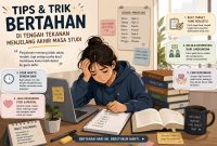 Ilustrasi Seorang Mahasiswa Tingkat Akhir yang sedang Berjuang Menyelesaikan Tugas Akhir di Tengah Berbagai Tekanan Akademik dan Sosial, (Foto: Int.)