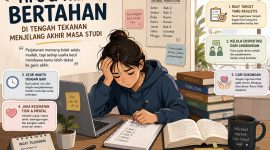 Ilustrasi Seorang Mahasiswa Tingkat Akhir yang sedang Berjuang Menyelesaikan Tugas Akhir di Tengah Berbagai Tekanan Akademik dan Sosial, (Foto: Int.)