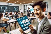 Ilsutrasi Seseorang Menggunakan ChatGPT, (Foto: Ai.)