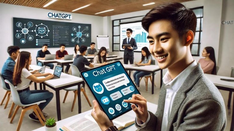Ilsutrasi Seseorang Menggunakan ChatGPT, (Foto: Ai.)