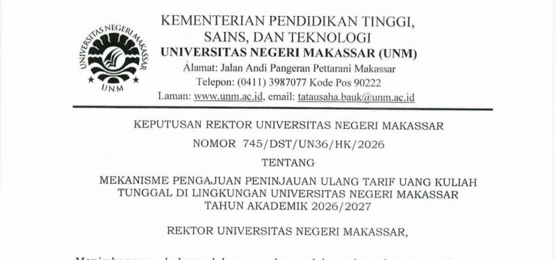 Surat Edaran Peninjauan Ulang UKT tahun 2026/2027, (Foto: Int.)