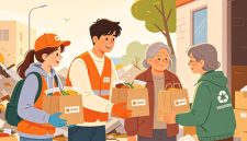 Ilustrasi mahasiswa yang terlibat dalam kegiatan volunteer, (Foto: AI.)