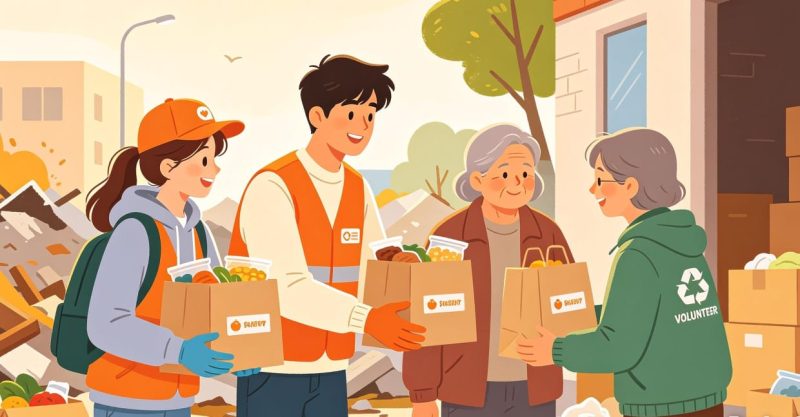 Ilustrasi mahasiswa yang terlibat dalam kegiatan volunteer, (Foto: AI.)