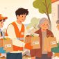 Ilustrasi mahasiswa yang terlibat dalam kegiatan volunteer, (Foto: AI.)