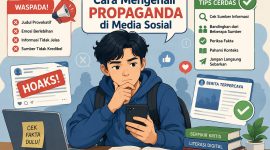 Ilustrasi Mahasiswa Menyaring Informasi untuk Menghindari Propaganda Digital (Foto: Ai.)