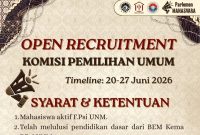 Poster rekrutmen anggota Komisi Pemilihan Umum (KPU) Kema F.Psi UNM, (Foto: Int.)