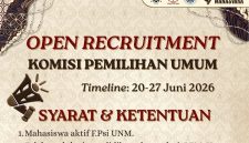 Poster rekrutmen anggota Komisi Pemilihan Umum (KPU) Kema F.Psi UNM, (Foto: Int.)
