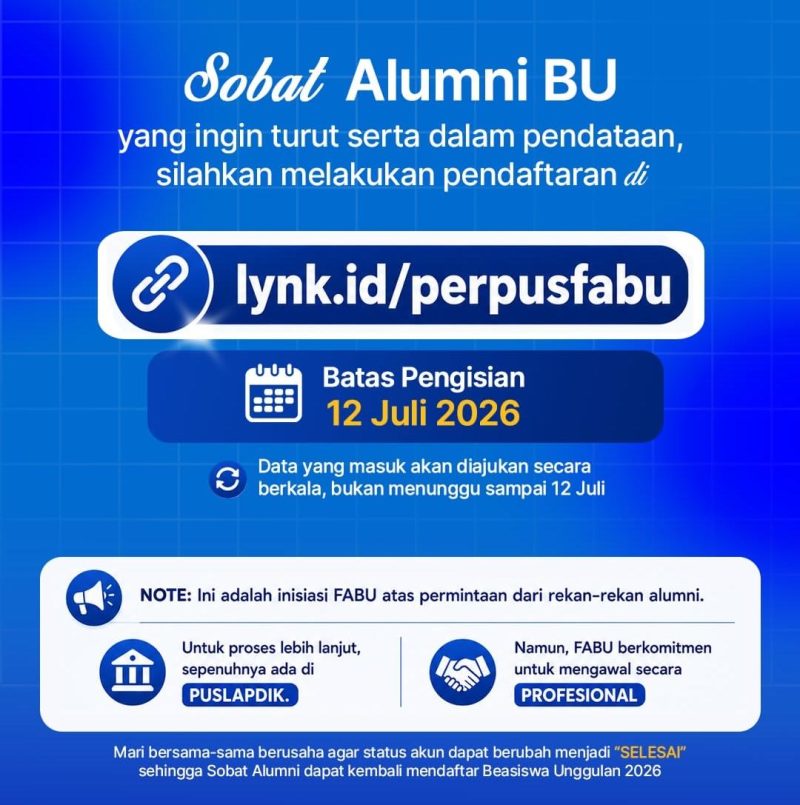 Postingan Instagram Forum Awardee Beasiswa Unggulan (FABU) tentang pendataan status monev alumni Beasiswa Unggulan (Foto: Ist)