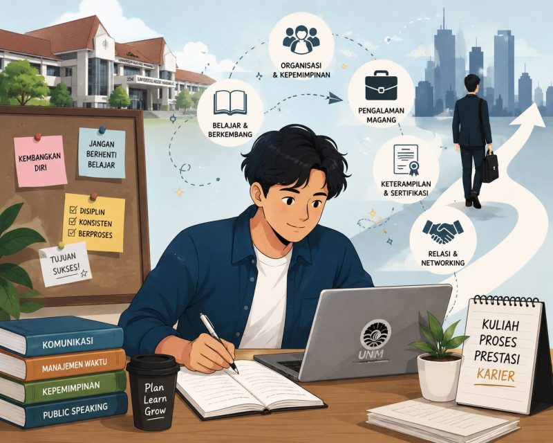 Ilustrasi Mahasiswa Mengembangkan Kompetensi sebagai Bekal Dunia Kerja, (Foto: AI)