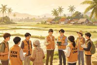 Ilustrasi Mahasiswa Bersama Warga saat Dilokasi KKN, (Foto: AI.)