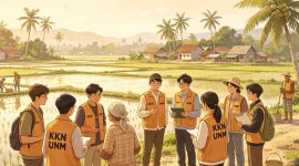 Ilustrasi Mahasiswa Bersama Warga saat Dilokasi KKN, (Foto: AI.)