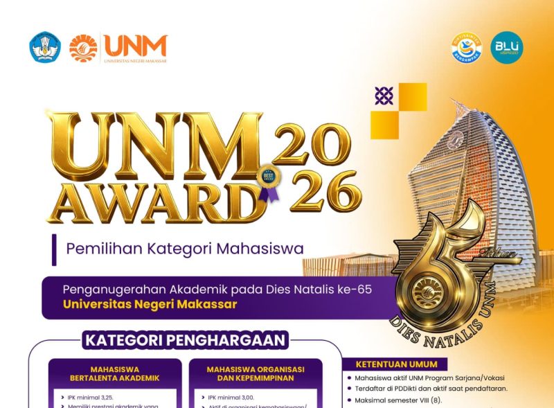 Poster Pendaftaran UNM AWARD 2026 Dies Natalis ke-65, (Foto: Int)