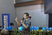 Potret Alumni Nur Patri Jaladara dalam Sambutannya pada kegiatan Harlah LPM Profesi UNM, (Foto: Dok. Profesi)