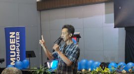 Potret Alumni Nur Patri Jaladara dalam Sambutannya pada kegiatan Harlah LPM Profesi UNM, (Foto: Dok. Profesi)