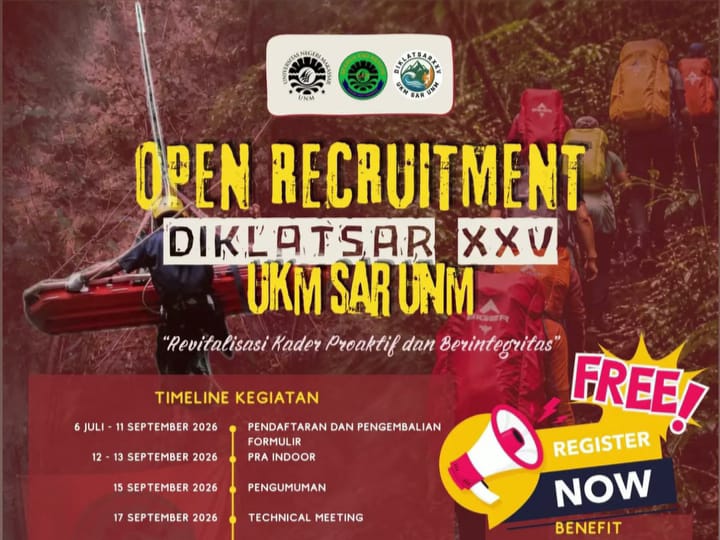 Poster Open Recruitment Diklatsar XXV UKM SAR UNM, (Foto: Int.)