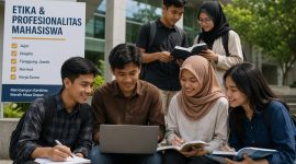 Ilustrasi Mahasiswa Menjaga Etika dan Profesionalitas, (Foto:AI.)