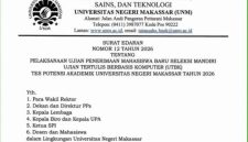 Surat Edaran Tentang Pelaksanaan UTBK Tes Potensi Akademik UNM 2026, (Foto: Ist.)