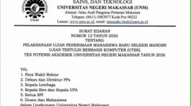 Surat Edaran Tentang Pelaksanaan UTBK Tes Potensi Akademik UNM 2026, (Foto: Ist.)