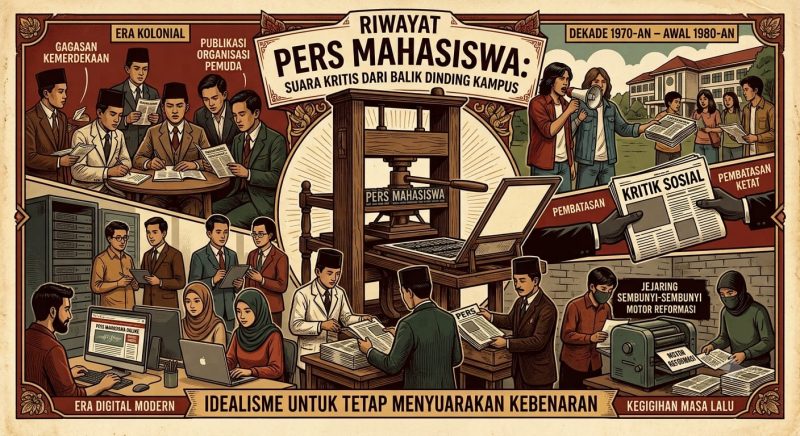 Poster Jejak Sejarah Pers Mahasiswa Indonesia (Foto: Ai.)