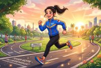 Ilustrasi Seseorang Berolahraga di Pagi Hari, (Foto: AI.)