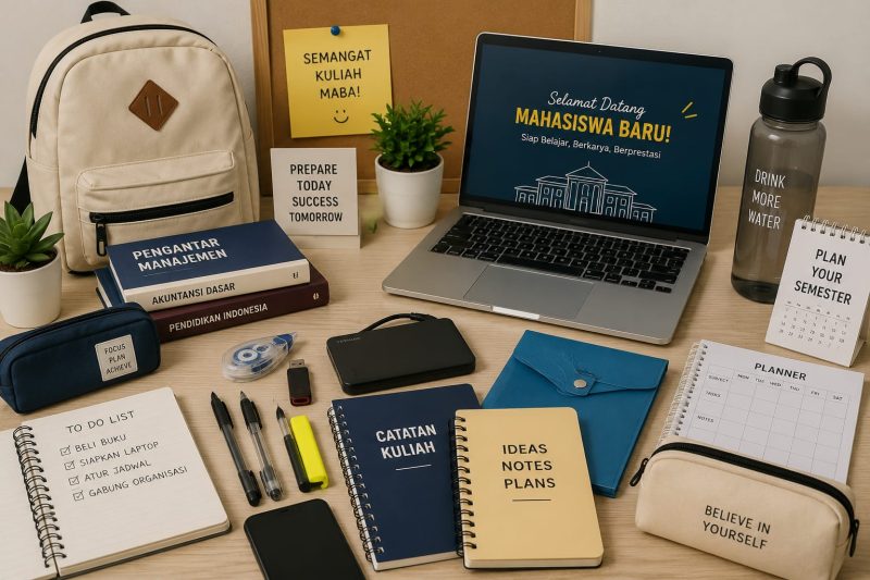 Ilustrasi Peralatan Kuliah Untuk Maba, (Foto: AI.)