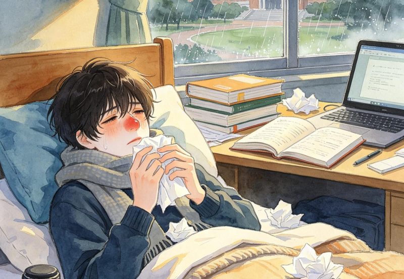 Ilustrasi seseorang yang sedang flu akibat cuaca perubahan cuaca, (Foto: AI.)