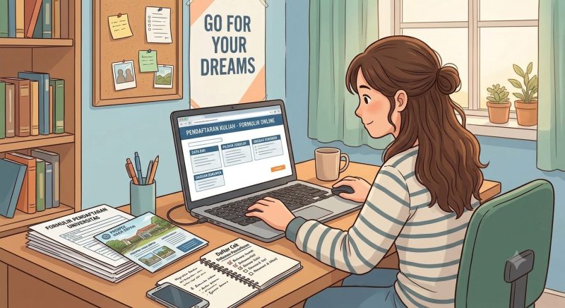 Ilustrasi Siswa Sedang Mendaftar Kuliah, (Foto: Ai.)