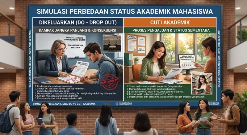 Ilustrasi perbedaan DO dan Cuti Akademik, (Foto: Ai.)